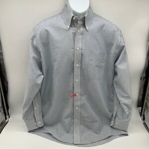Bill Blass Blueand White Striped Dress Men’s Shirt-Size 16.5  32-33